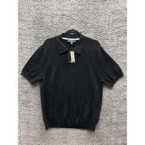 NWT‎ Magaschoni Viscose Blend 1/4 Zip Short Sleeve Sweater Black Mens Size L